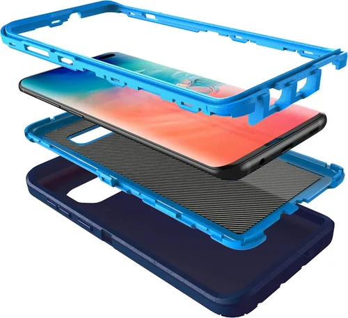 Vista 4 de MXX Funda Defender resistente, compatible con Galaxy S10 Plus Full Armor Body Cover a prueba de golpes, parachoques integrado 3 en 1 capas híbridas