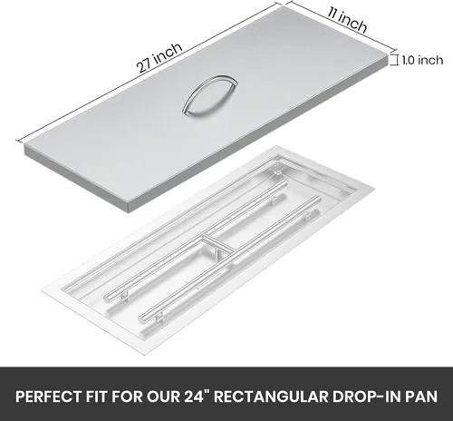 Vista 2 de Stanbroil Cubierta de Bandeja Quemador para Fogata 27" x 11", Se Adapta a Bandeja Quemador Empotrable Rectangular de 24 x 8 Pulgadas, Acero