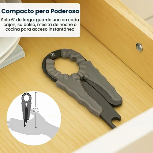 Vista 3 de Jokari Abridor de botellas múltiple para frascos, botellas y latas, 3 en 1, abridor de tapas de fácil agarre para manos débiles, tapas giratorias