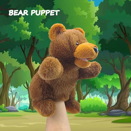 Vista 7 de Marionetas de mano, títeres de oso, marionetas de mano de animales de 10 pulgadas para niños, marioneta de mano para niños pequeños de 1 a 3 años