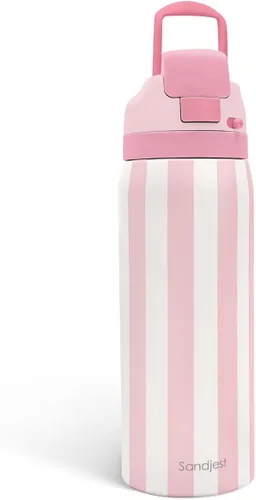 Vista 10 de Botella de agua de acero inoxidable con bandera estadounidense, aislada al vacío, tapa de botón, 32 onzas, regalos para patriota 4 de julio
