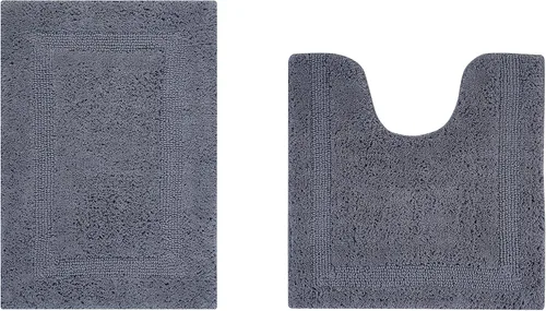 Vista 44 de Better Trends Alfombra de Inodoro en Forma de U Cubierta de Asiento de Inodoro de Lujo 100% Algodón Absorbente de Agua, Cubierta de Tapa Reversible