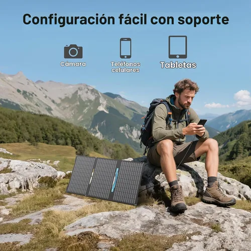 Vista 5 de Cargadores de paneles solares portátiles de 45 W con salidas USB-C, USB-A y CC, panel solar impermeable IP67 plegable para camping, emergencia