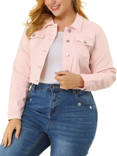Vista 12 de uxcell Chaquetas de mezclilla cortas con botones de talla grande para mujer con costuras 2025