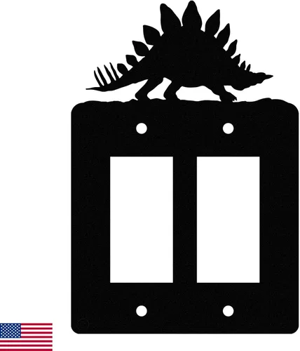 Vista 10 de Brachiosaurus Dinosaur - Placa de pared dúplex individual (potencia única, negro) American Steel Decorative Electrical Covers, 1-gang Outlet