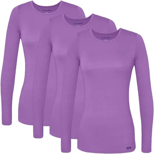 Vista 30 de Sivvan 3-Pack Women's Long-Sleeve Comfort Underscrub Tee, Scrubs Undershirts Aguamarina (Aquamarine)