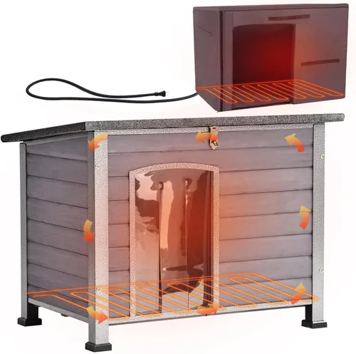 Vista 11 de Aivituvin Casa para Perros de Exterior con Calefacción Perrera para Perros con Forro Aislante y Calentador para Invierno Marco de Hierro Resistente