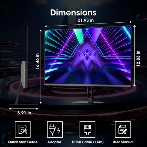 Vista 89 de Amzfast - Monitor de juegos de 24 pulgadas 180Hz 200Hz FHD 1080p, monitor de computadora, sincronización adaptativa de 1 ms, 3000:1, pantalla HDR
