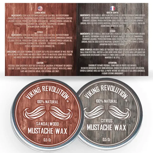 Vista 6 de Viking Revolution Cera para bigote, 2 unidades, cera para barba y bigote para hombres, agarre fuerte que ayuda a entrenar la domesticación
