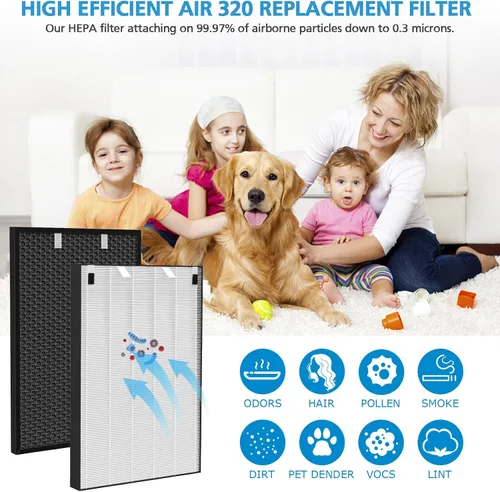Vista 8 de Filtro de repuesto Air 320 compatible con Bissell Air320 Air220 2609A, incluye 1 paquete de filtro HEPA 2678, 1 paquete de prefiltro, 1 filtro