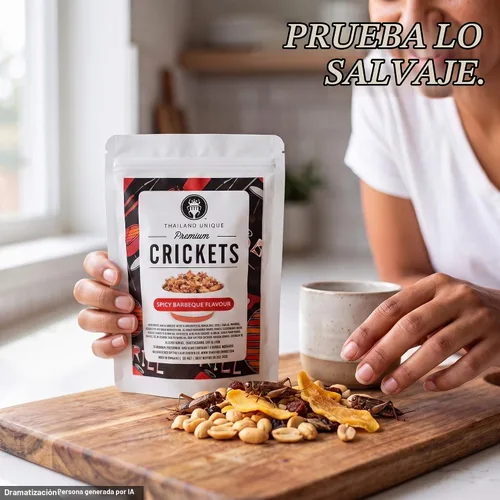 Vista 6 de Thailand Unique Grillos sazonados para barbacoa – Bolsa de 0.53 oz de insectos comestibles deshidratados para humanos, insectos nutritivos