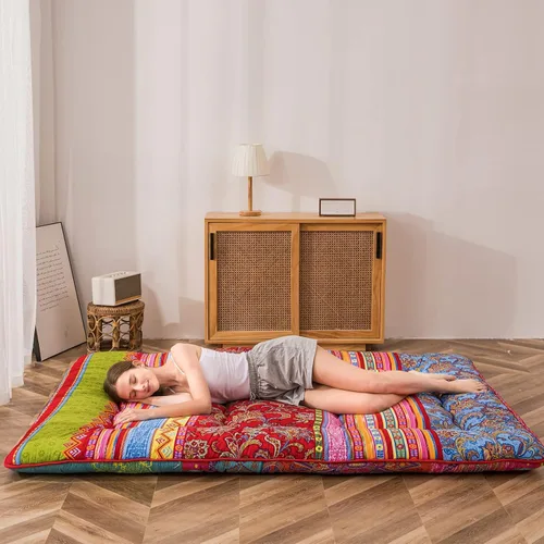 Vista 65 de MAXYOYO Colchón Japonés de Suelo Futón Colchón, Tapete de Tatami Engrosado de 4", Almohadilla para Dormir Plegable Enrollable para Niños y Niñas