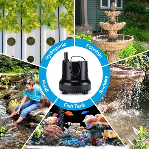 Vista 7 de CWKJ Bomba de fuente, 550 GPH (40 W 2200 L/H) Bomba de agua sumergible, bomba de agua duradera para fuente al aire libre con tubo de 6.5 pies