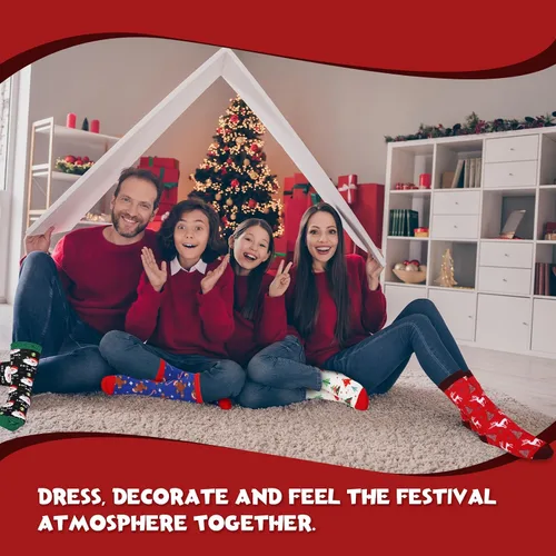 Vista 5 de 60 pares de calcetines de Navidad a granel para mujeres y hombres, calcetines de algodón coloridos de Navidad