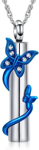 Vista 14 de shajwo Collar de cenizas de urna de mariposa cilíndrica para mujeres y hombres, joyería de cremación de seres queridos, colgante de vial
