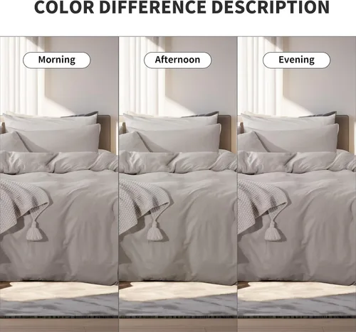 Vista 132 de NEXHOME PRO Funda de edredón Twin XL 100% algodón lavado, transpirable, duradera, texturizada, similar al lino, juego de ropa de cama para el hogar