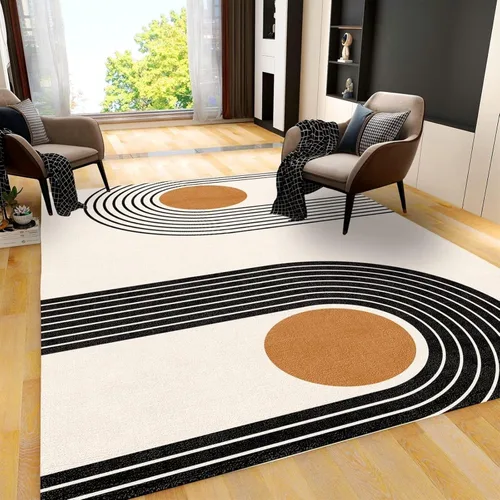 Vista 21 de Alfombras modernas de mediados de siglo cincuenta, colores retro atómicos sin costuras, alfombra de pasillo para exteriores, antideslizante, área