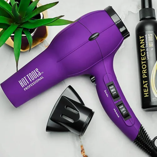 Vista 5 de Hot Tools Pro Artist 1875W Turbo Ionic Dryer Golpes suaves y sin encrespamiento (morado) Golpes suaves, sin encrespamiento, 6 opciones