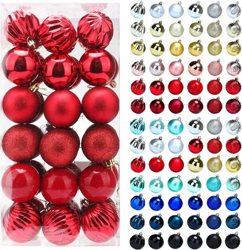 Vista 3 de 36 bolas de Navidad verde azulado para árbol de Navidad, bolas de plástico inastillables de Navidad de 2.4 pulgadas, decoración de fiesta de Navidad