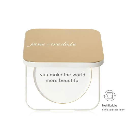 Vista 2 de jane iredale Compacto recargable, carcasa de aluminio y cierre magnético, espejo interior para uso sobre la marcha, compatible con todos los Dorado