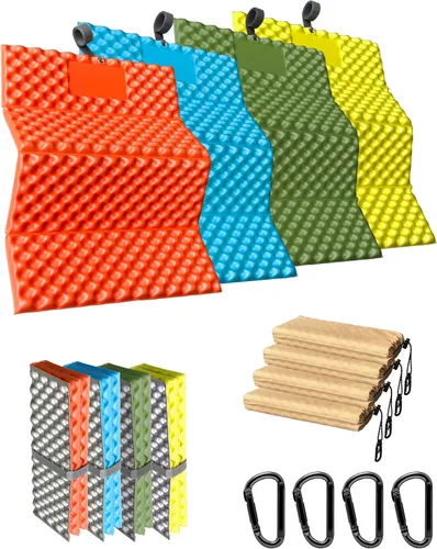 Vista 10 de Asiento de senderismo de espuma, almohadilla para sentarse, almohadillas para mochileros, cojín de asiento con clips de mosquetón, bolsa de Azul