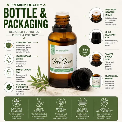 Vista 2 de GreenHealth Aceite esencial de árbol de té 100% puro - 1 fl oz