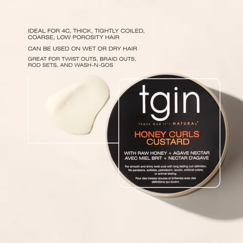 Vista 3 de Thank God It's Natural Honey Curls Custard - 12 oz - Para cabello natural, seco, rizado y dañado