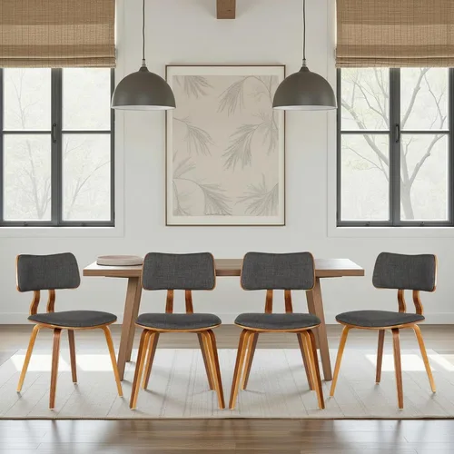 Vista 22 de Armen Living Jaguar Silla de comedor en tela de carbón y acabado de madera de nogal, acabado carbón/nogal, 20 pulgadas de profundidad x 18 pulgadas