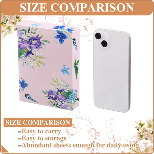 Vista 5 de TaoBary 24 paquetes de flores pequeñas cajas de pañuelos faciales para automóvil, paquetes de pañuelos desechables de pañuelos, cubos de pañuelos