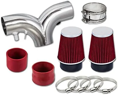 Vista 2 de Kit de admisión de aire doble doble Ram negro corto + filtro compatible con Chevrolet Caprice Impala 94-96 4.3L 5.7L V8