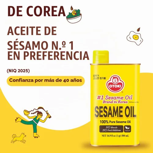 Vista 6 de OTOKI 100% Puro Aceite de Sésamo Tostado Premium, Tostado a la Perfección, Aceite al Estilo Tradicional Coreano, 500ml (16.90 fl oz)