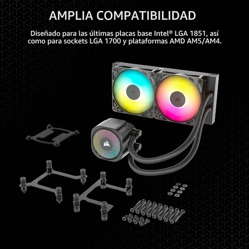 Vista 8 de [Usado] Corsair Nautilus 240 RS ARGB Enfriador de CPU líquido – 240mm AIO – Bajo ruido – Conexión directa a la placa base – Daisy-Chain – Intel LGA