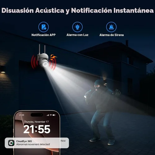 Vista 4 de Camcamp - Cámara de seguridad inalámbrica para exteriores, seguimiento
