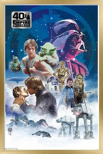 Vista 18 de Trends International Star Wars: The Empire Strikes Back 40th - Póster de pared clásico, 14.725 x 22.375 pulgadas, versión enmarcada de madera