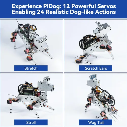 Vista 6 de SunFounder PiDog AI Robot Dog Kit para Raspberry Pi 5/4/3B+/Zero 2W, Openclaw LLMs ChatGPT/Gemini/Grok, reconocimiento de voz y video, pitón