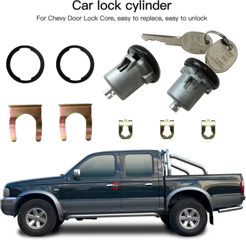 Vista 4 de Par de cilindros de bloqueo de puerta de repuesto con llaves para Chevrolet Monza 1975-1980