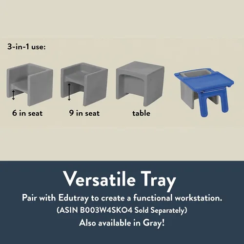 Vista 6 de Children's Factory Silla cúbica 3 en 1 para niños, muebles de aula de asientos flexibles, paquete de 1, almendra Polyethylene Toddler Outdoor