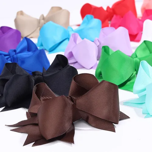 Vista 7 de 20 unidades de Oaoleer, pinzas de cocodrilo con lazos de grogrén en capas de 11.4 cm, accesorios para el cabello para bebés, niñas pequeñas, niños