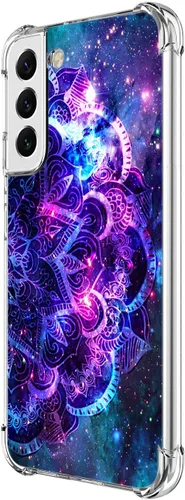 Vista 19 de Funda para Galaxy S22, Protección Azul con Flores de Mariposa y Rosas, Funda Anti-Choque y Anti-Arañazos de TPU de Cuerpo Completo para Samsung