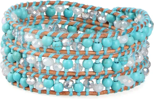 Vista 5 de KELITCH Skull 3 Wrap Leather Bracelet Punk Beaded Bracelets Stackable Gothic Bangle Bracelets