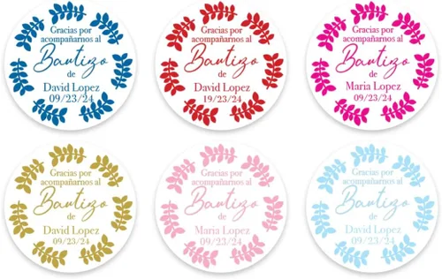 Vista 2 de Bautizo Stickers - Bautizo Round Stickers - Pegatinas de bautizo personalizadas - Bautizo - Bautizo - Bautizo - Etiquetas de bautizo - Bautizo