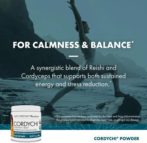 Vista 5 de Host Defense CordyChi Powder - Suplemento energético y de apoyo inmunológico - Suplemento Cordyceps y hongo Reishi para relajación y apoyo