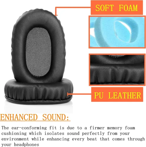 Vista 2 de 1 par de almohadillas de repuesto compatibles con Insignia NS-CAHBTOE01 orejeras para auriculares with Soft Protein Leather,Earmuffs Ear Cups