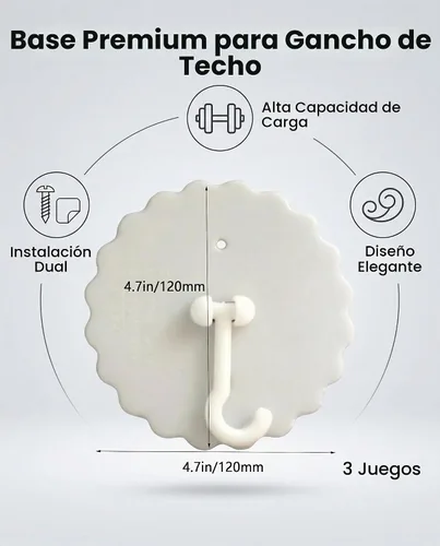 Vista 2 de Paquete de 3 ganchos para mosquiteros de techo; ganchos de cúpula y toldo de cama, fácil de instalar, sin clavos Juego de 3