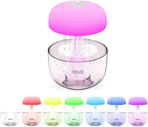 Vista 9 de Humidificador de lluvia nube de goteo, difusor de nube de lluvia, luz nocturna de lluvia y goteo, humidificador de hongos con goteo de agua, lámpara