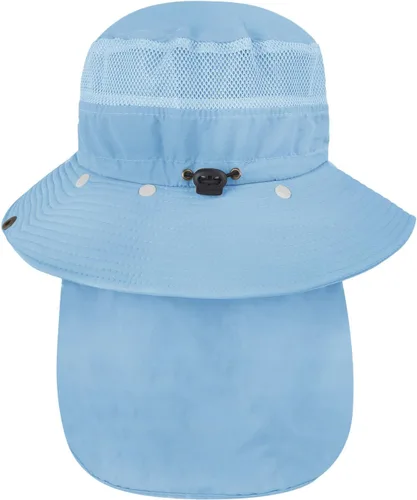 Vista 5 de Sombrero de sol de verano para mujer, de ala ancha, enrollable, con cubierta protectora para el cuello, protección solar UV, para ciclismo al aire