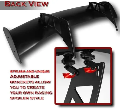 Vista 4 de Universal 57" Tipo-1 JDM ABS Ajustable GT Estilo Down Force Alerón Trasero Alerón Trasero (Primer Negro)