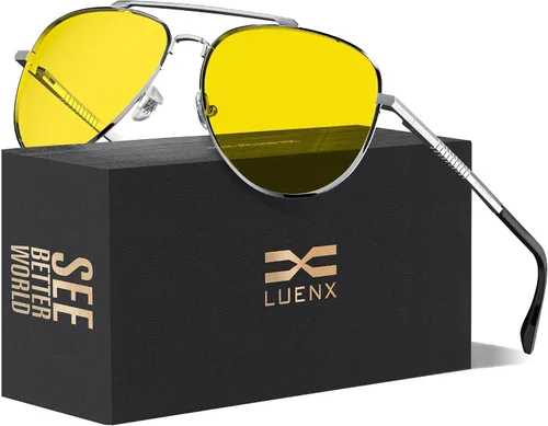 Vista 26 de LUENX, Aviator - Gafas de sol polarizadas, para hombres y mujeres, protección UV 400, con funda 60MM