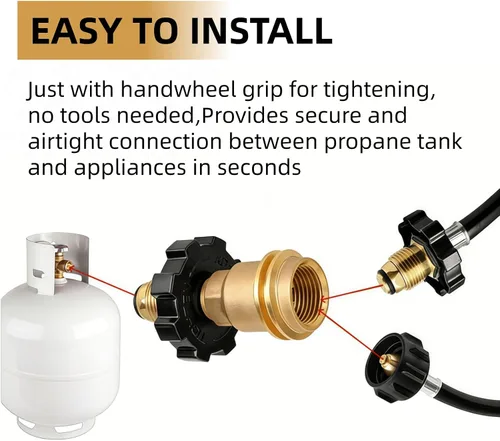 Vista 5 de Adaptador de tanque de propano de ajuste universal que convierte POL a QCC1/tipo 1-100% latón macizo, adaptador de manguera de propano antiguo a