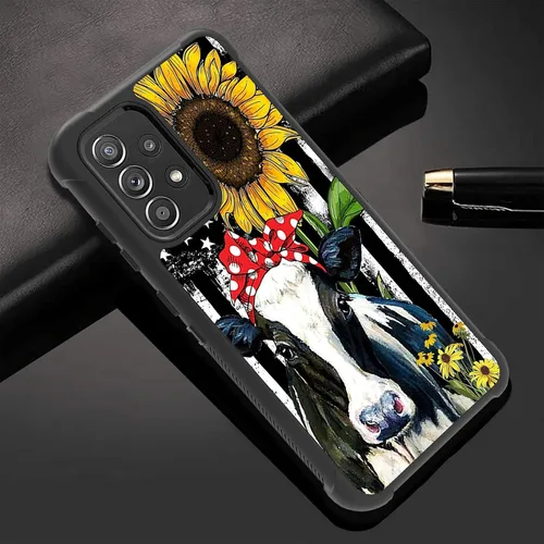 Vista 3 de Funda para Galaxy A52, resistente 3 en 1 híbrida de policarbonato duro y silicona suave a prueba de golpes, funda protectora para Samsung Galaxy A52